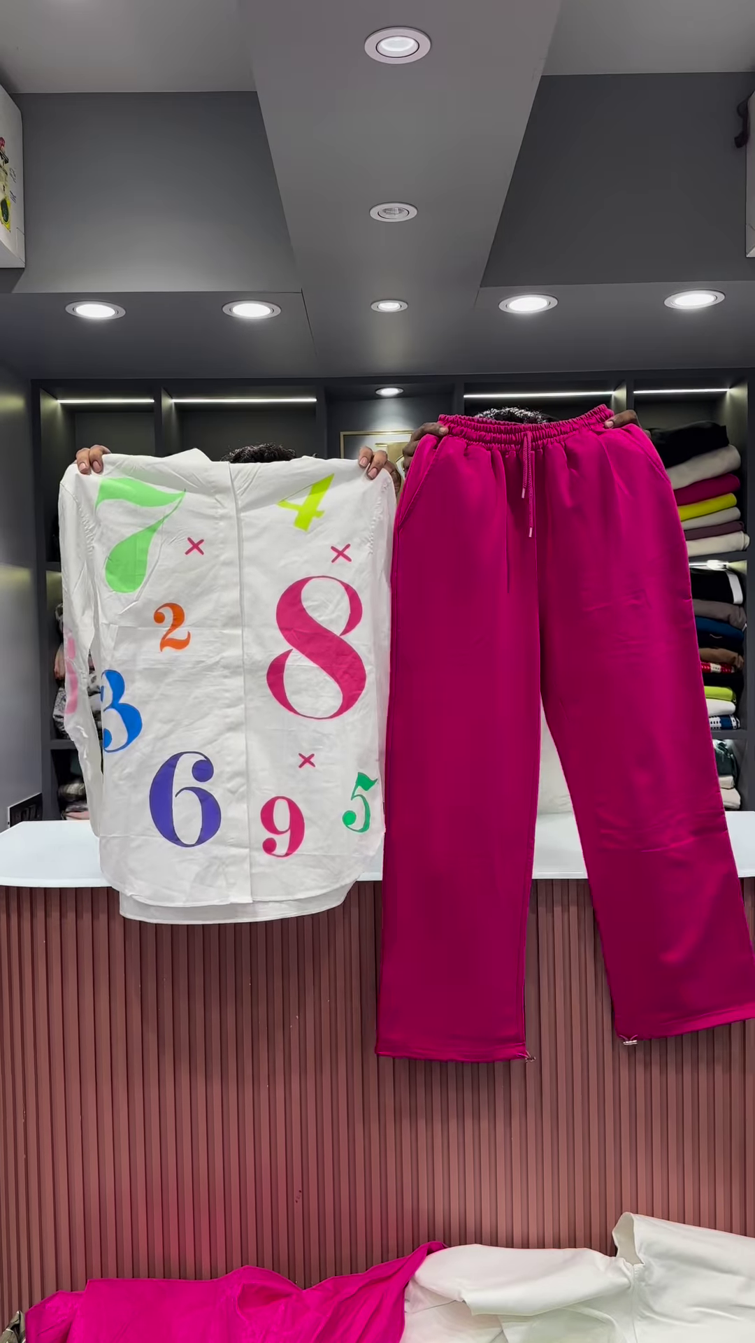 Quirky Striped Shirt with Patches and Neon Pants