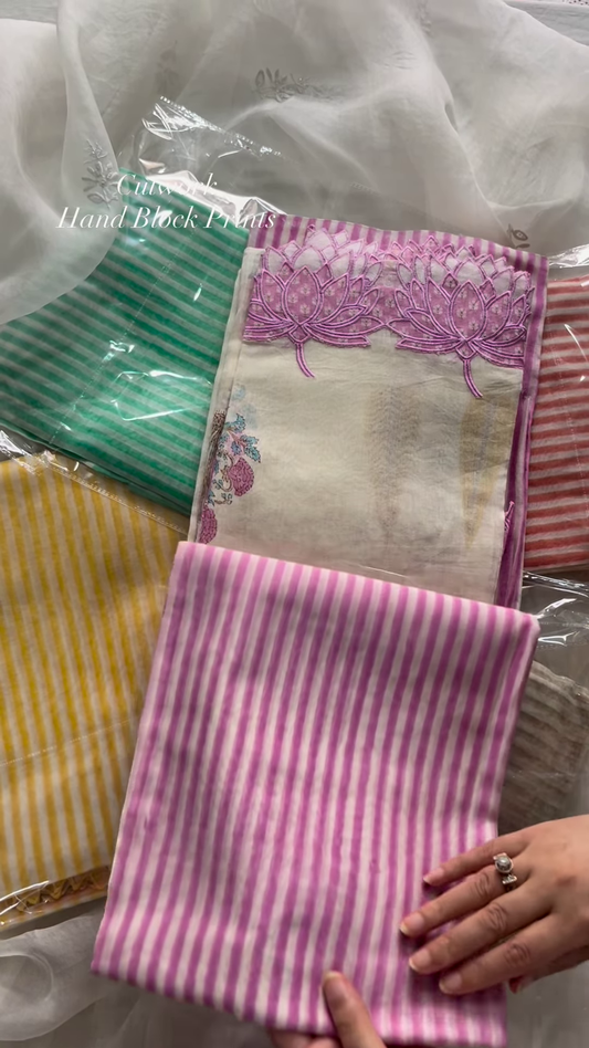 Sheer Pink Fabric with Intricate Flamingo and Floral Embroidery