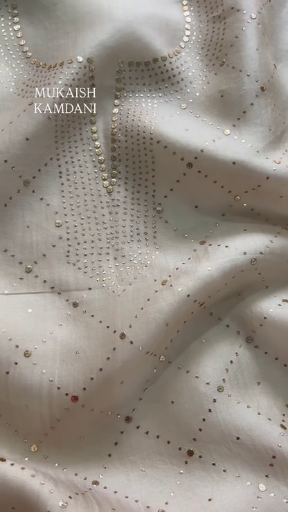 Sheer Fabric with 3D Floral Applique and Embroidery