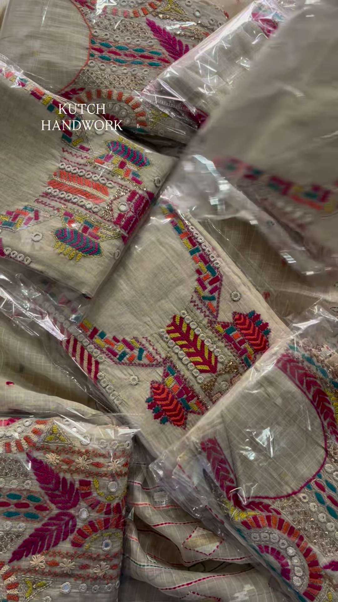 Kamdani Embellished Fabric with Multi-Colored Floral Border