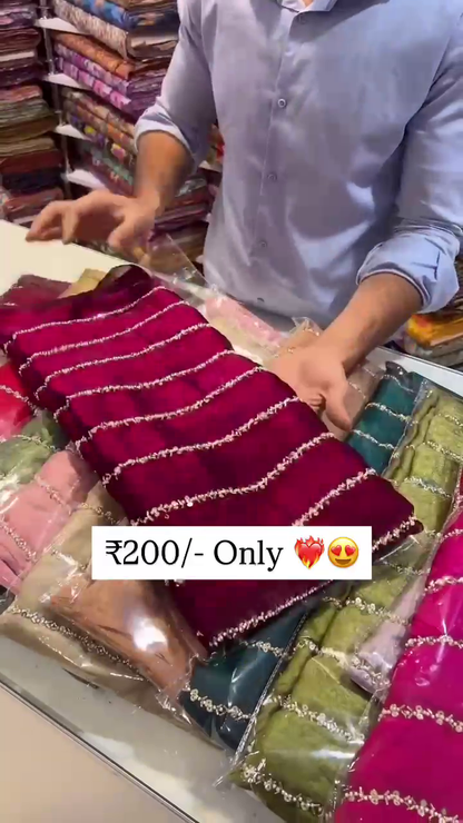 Soft Shimmer Saree with Elegant Sequin Line Embroidery