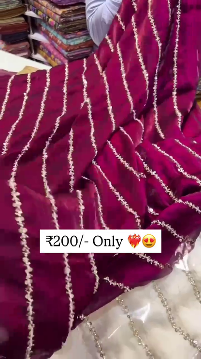 Soft Shimmer Saree with Elegant Sequin Line Embroidery