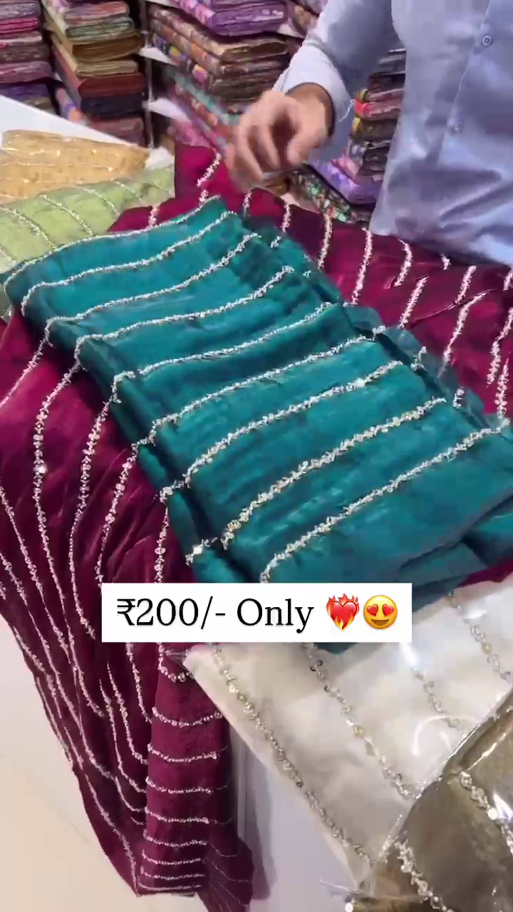 Soft Shimmer Saree with Elegant Sequin Line Embroidery