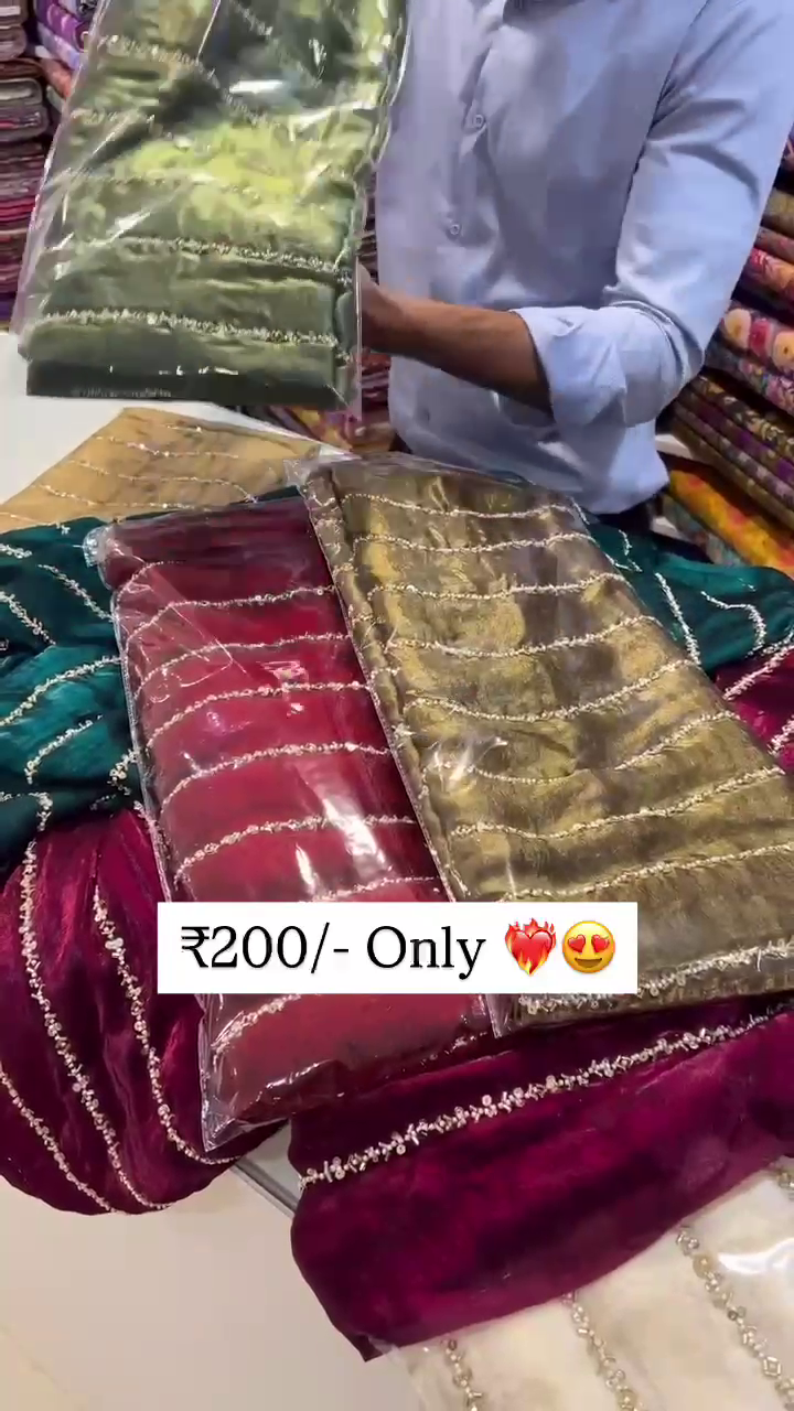 Soft Shimmer Saree with Elegant Sequin Line Embroidery