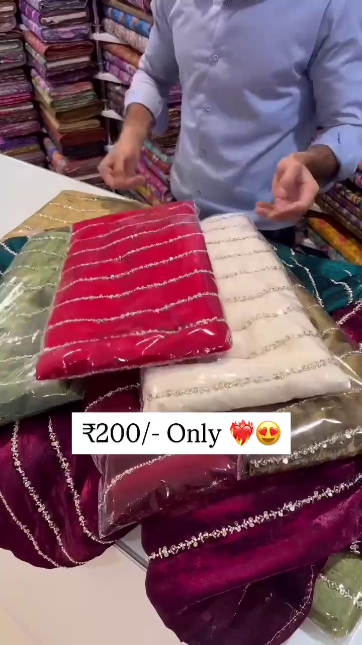 Soft Shimmer Saree with Elegant Sequin Line Embroidery