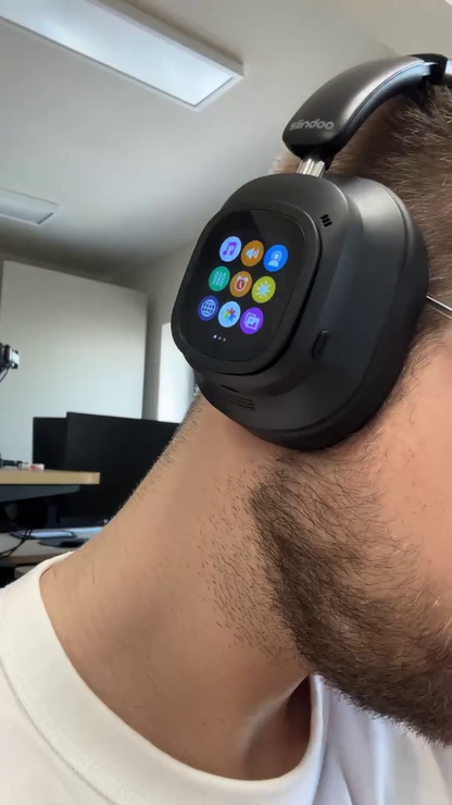 Smart Touchscreen Over-Ear Headphones – Multifunctional Wireless Headset with Built-in Apps and Interactive Display