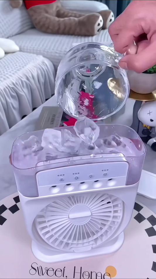 Portable Multi-Function Rechargeable Fan with LED Light & Power Output – Ideal for Home, Office & Travel