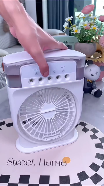 Portable Multi-Function Rechargeable Fan with LED Light & Power Output – Ideal for Home, Office & Travel