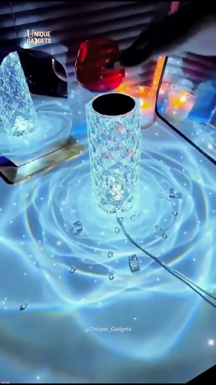 “Luxury Crystal LED Water Ripple Projector Lamp – Calming Home Ambiance Light with Stunning Wave Effects”