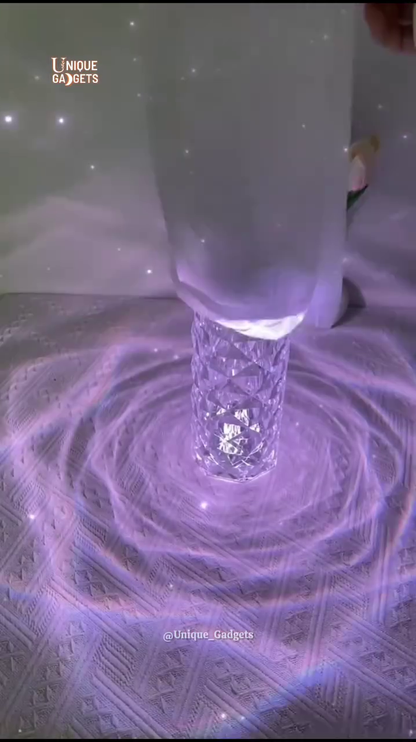 “Luxury Crystal LED Water Ripple Projector Lamp – Calming Home Ambiance Light with Stunning Wave Effects”