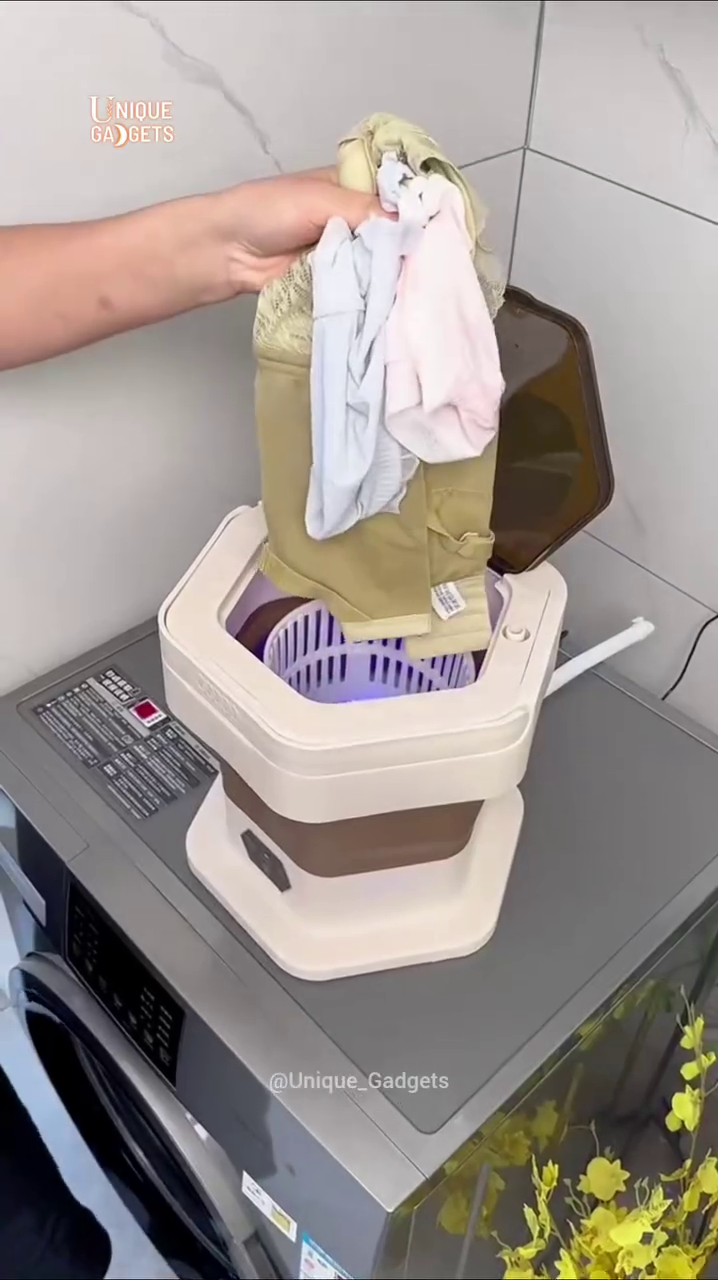 “Compact Portable Mini Washing Machine – Hexagonal Space-Saving Laundry Solution for Apartments, Dorms and RVs”