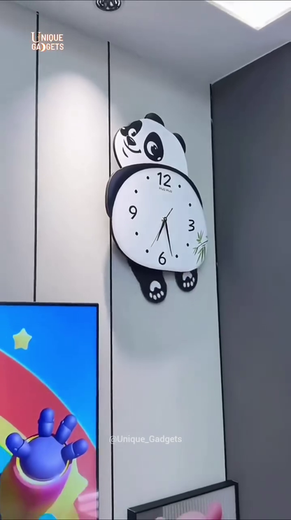“Adorable Panda Wall Clock – Decorative 3D Animal Wall Art Timepiece for Kids Room and Nursery”