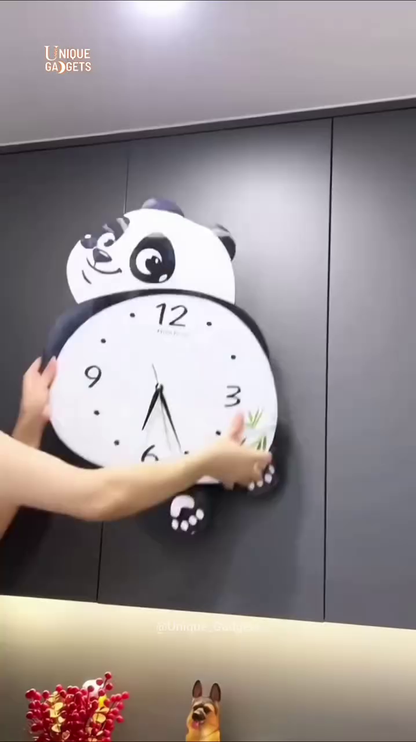 “Adorable Panda Wall Clock – Decorative 3D Animal Wall Art Timepiece for Kids Room and Nursery”
