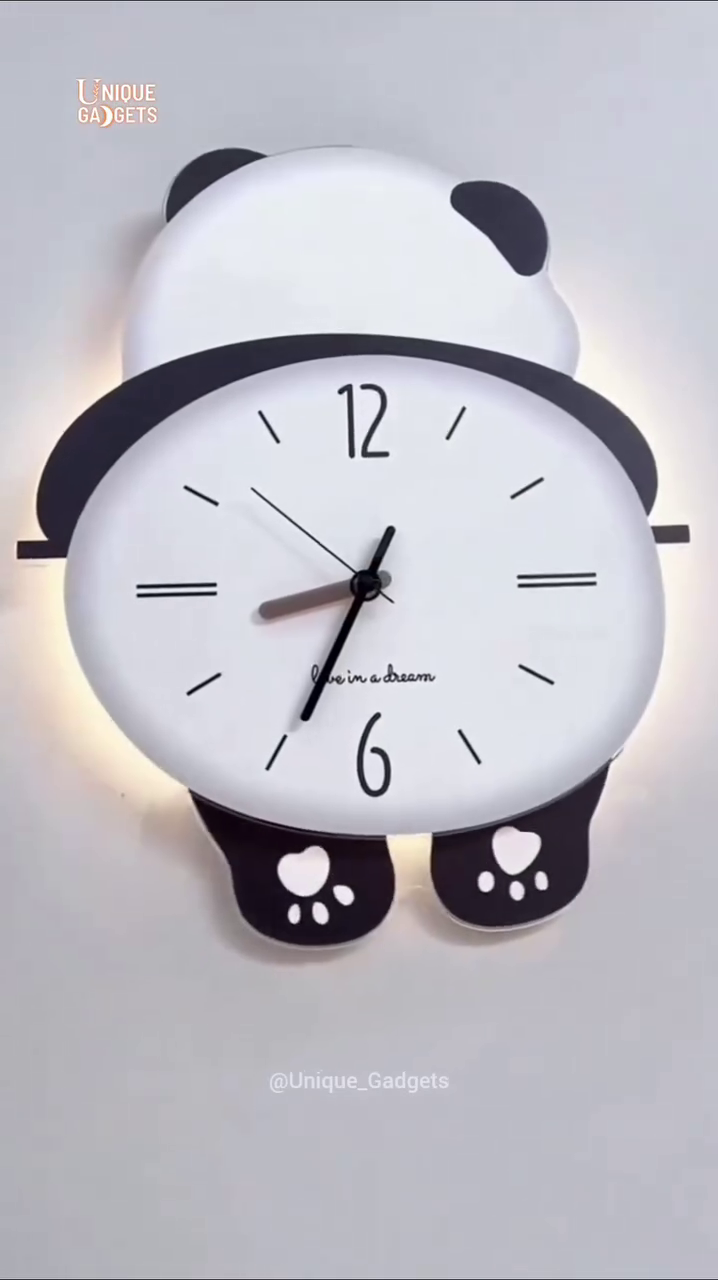 “Adorable Panda Wall Clock – Decorative 3D Animal Wall Art Timepiece for Kids Room and Nursery”