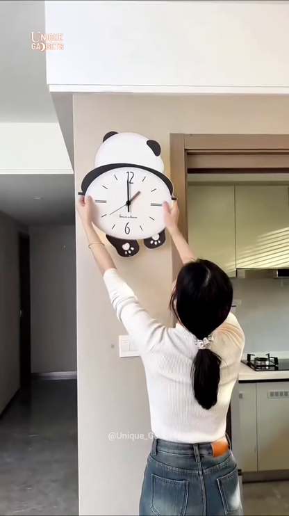 “Adorable Panda Wall Clock – Decorative 3D Animal Wall Art Timepiece for Kids Room and Nursery”