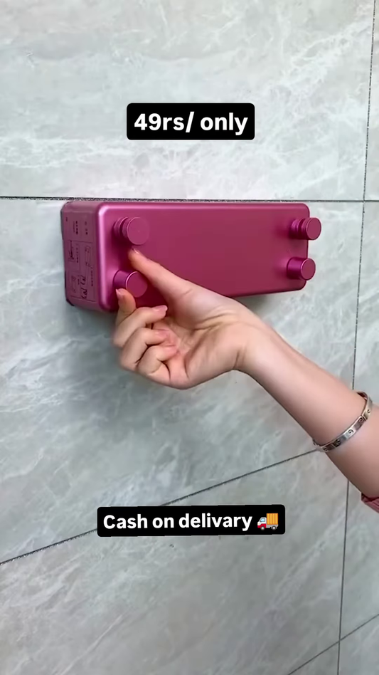 Magenta Wall-Mounted Toiletry Dispenser: Modern Bathroom Organizer for Shampoo and Body Wash