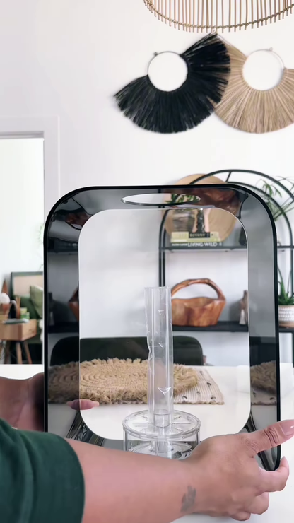 LED Vanity Mirror with Rotating Organizer – Touch Sensor & 360° Storage