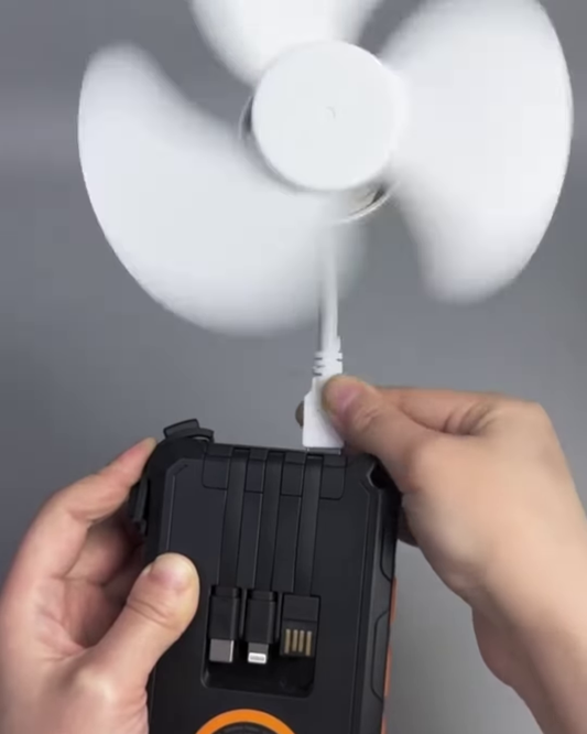 Rugged Solar Power Bank with Integrated Charging Cables – Portable Outdoor Battery Pack