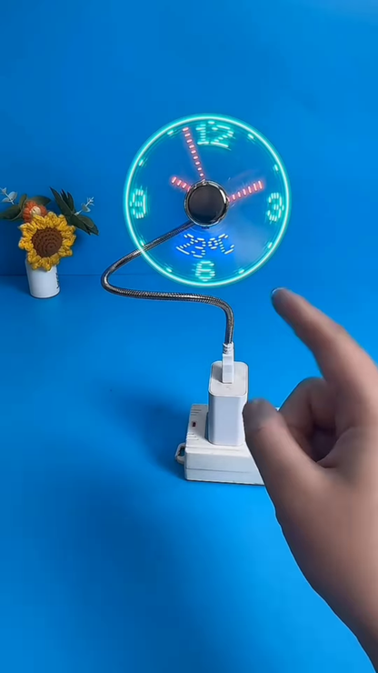 Innovative USB Mini Fan with Real-Time LED Clock Display – Flexible Neck