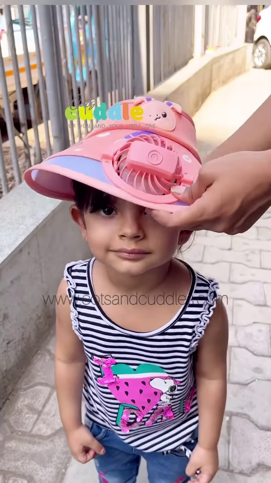 Kids’ Sun Visor Cap with Built-in Cooling Fan – Portable Summer Headwear