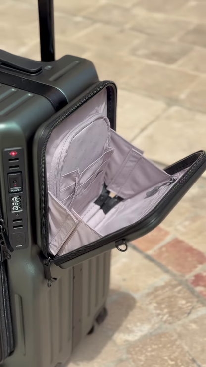 Expandable Carry-On Suitcase with Detachable Compartment and Spinner Wheels