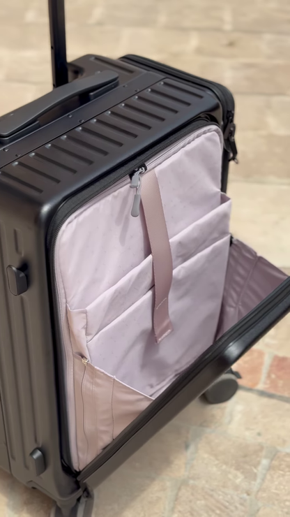 Expandable Carry-On Suitcase with Detachable Compartment and Spinner Wheels