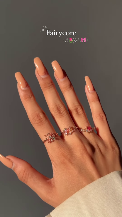 Whimsical Silver-Toned Fairycore Ring Set with Butterfly, Opal, and Star Accents