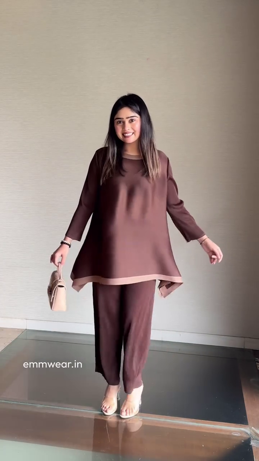 Elegant Women’s Co-Ord Set – Loose Fit Top and Straight Pants | Available in 4 Colors