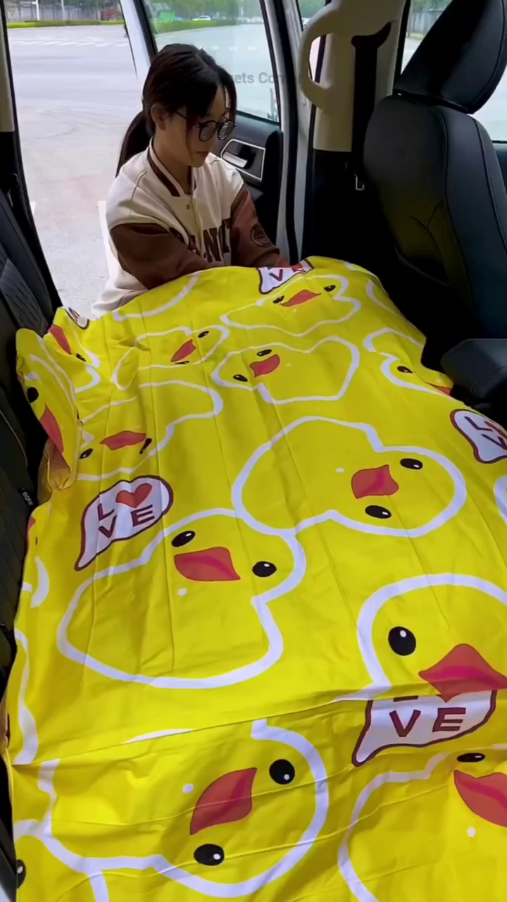 Inflatable Car Mattress with Cute Duck Design – Portable Backseat Bed for Road Trips and Camping