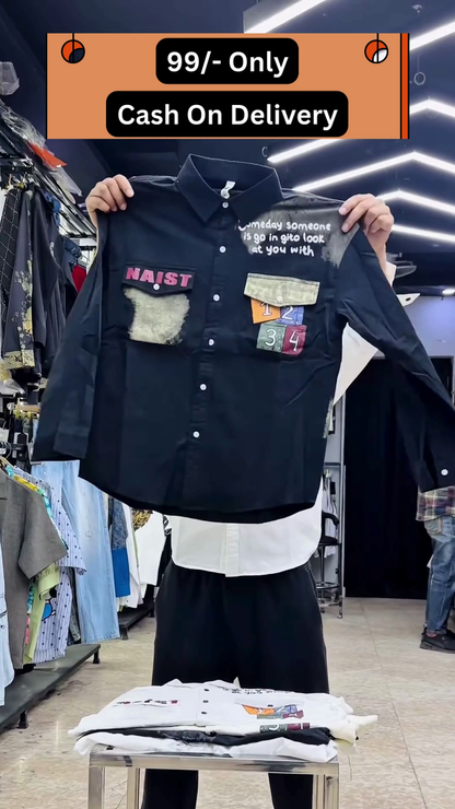 Trendy Cartoon Bear Printed Shirt – Casual Short Sleeve Button-Up for Men and Women