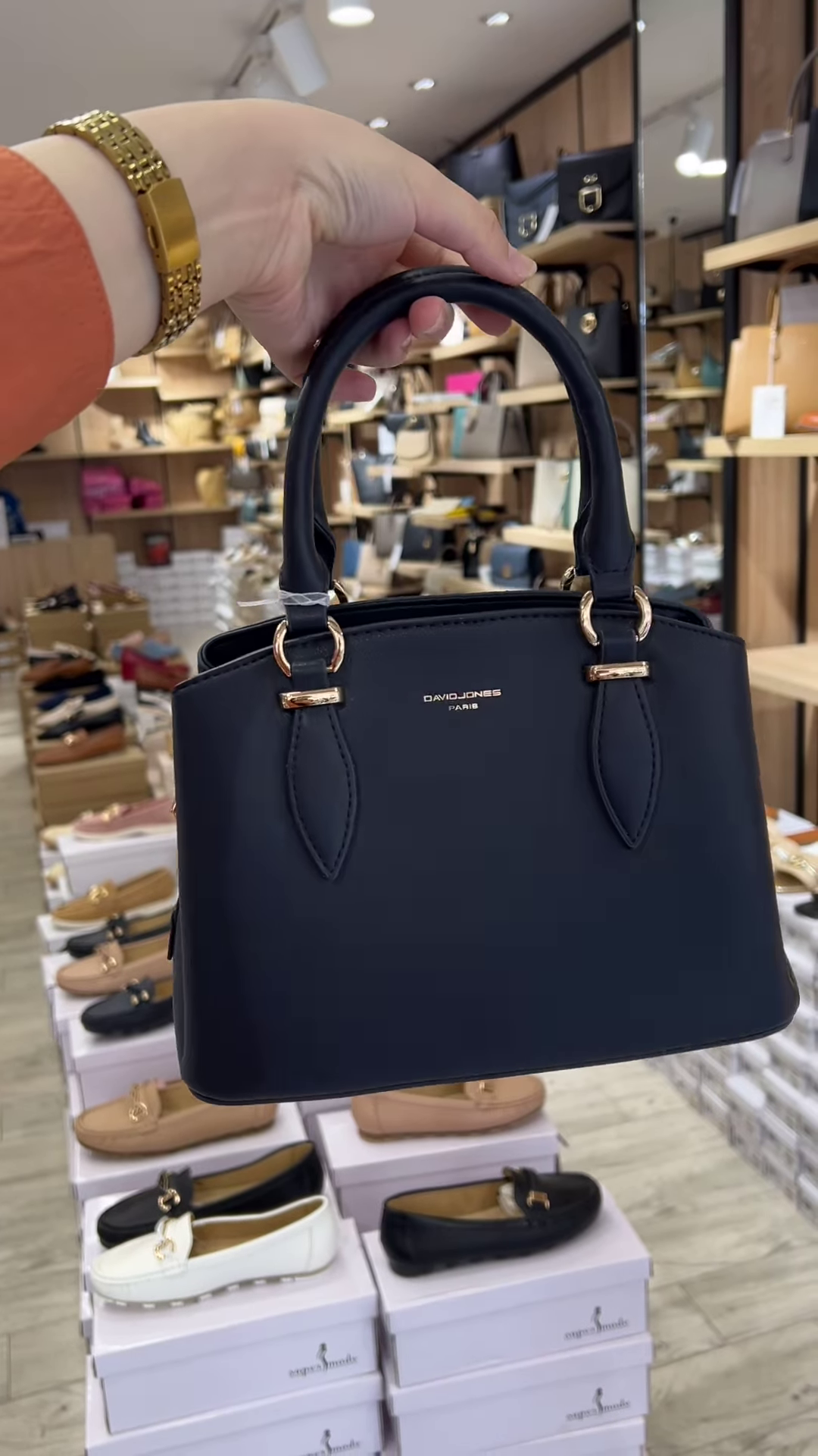 Elegant Structured Top Handle Satchel Handbag in Taupe with Gold-Tone Hardware