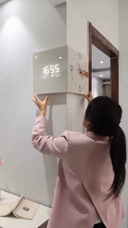 Modern Multifunctional Digital and Analog Wall Clock with Temperature and Humidity Display