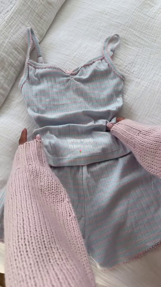 Soft Floral Print Women’s Short Pajama Set with Ruffle Hem Details