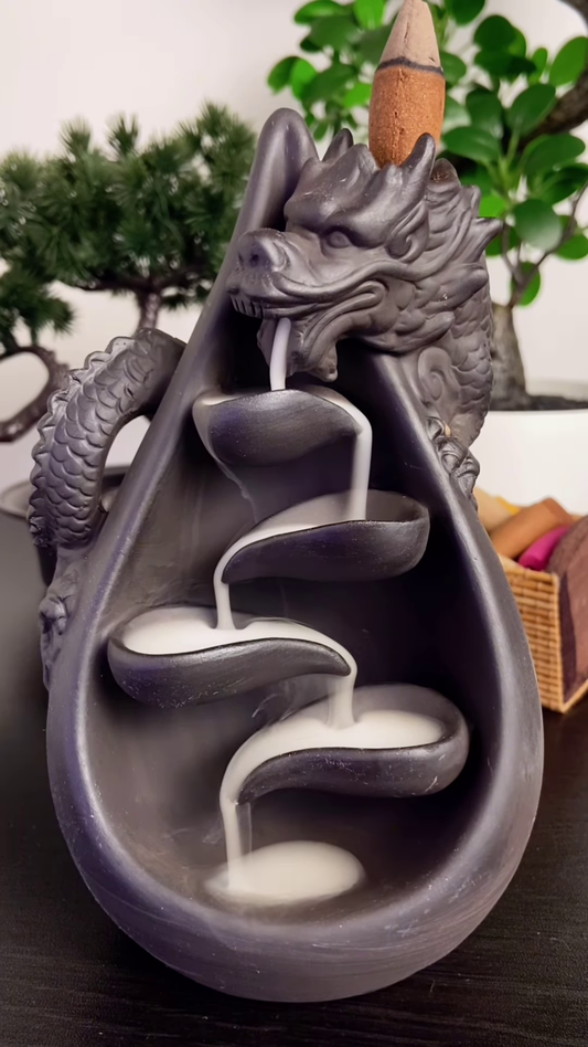 Mystical Dragon Backflow Incense Burner with Waterfall Smoke Effect