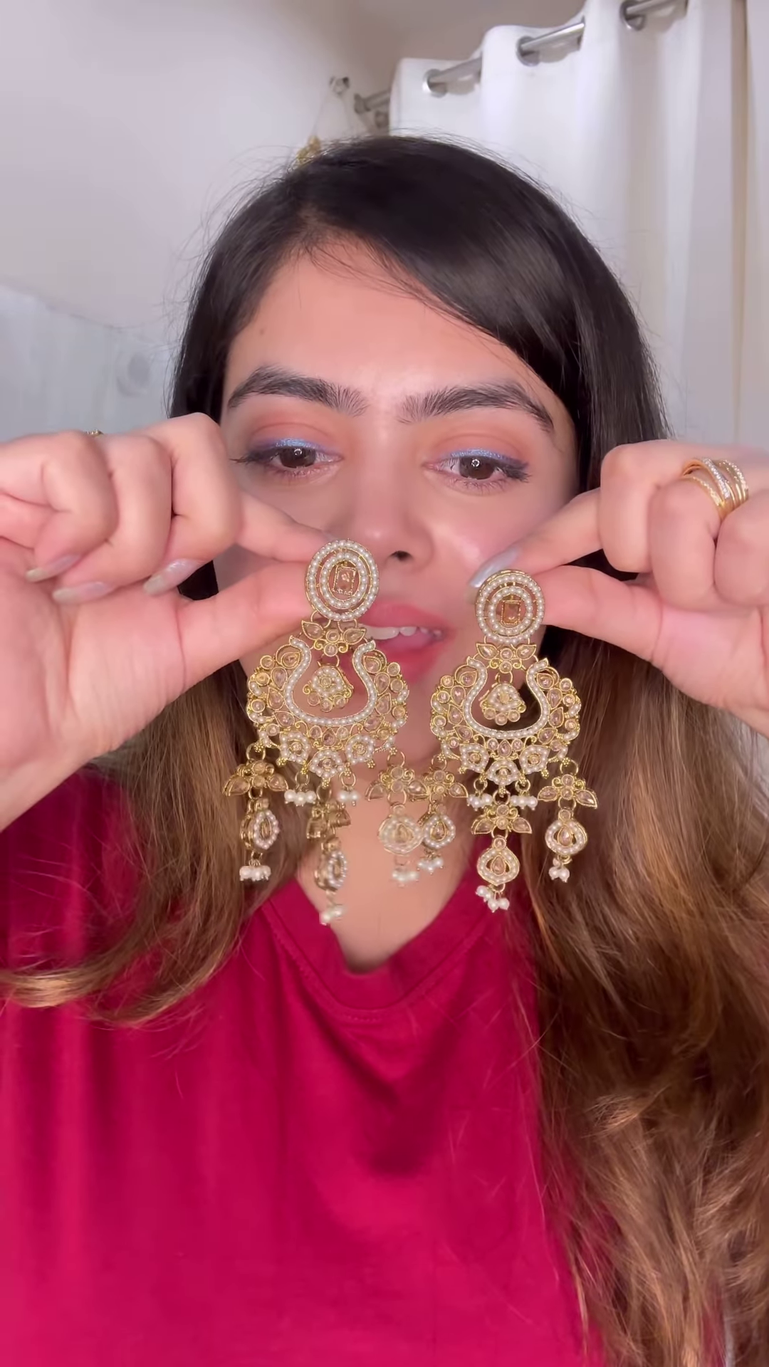 Ornate Gold-Toned Kundan Choker Necklace with Cascading Pearl Drops