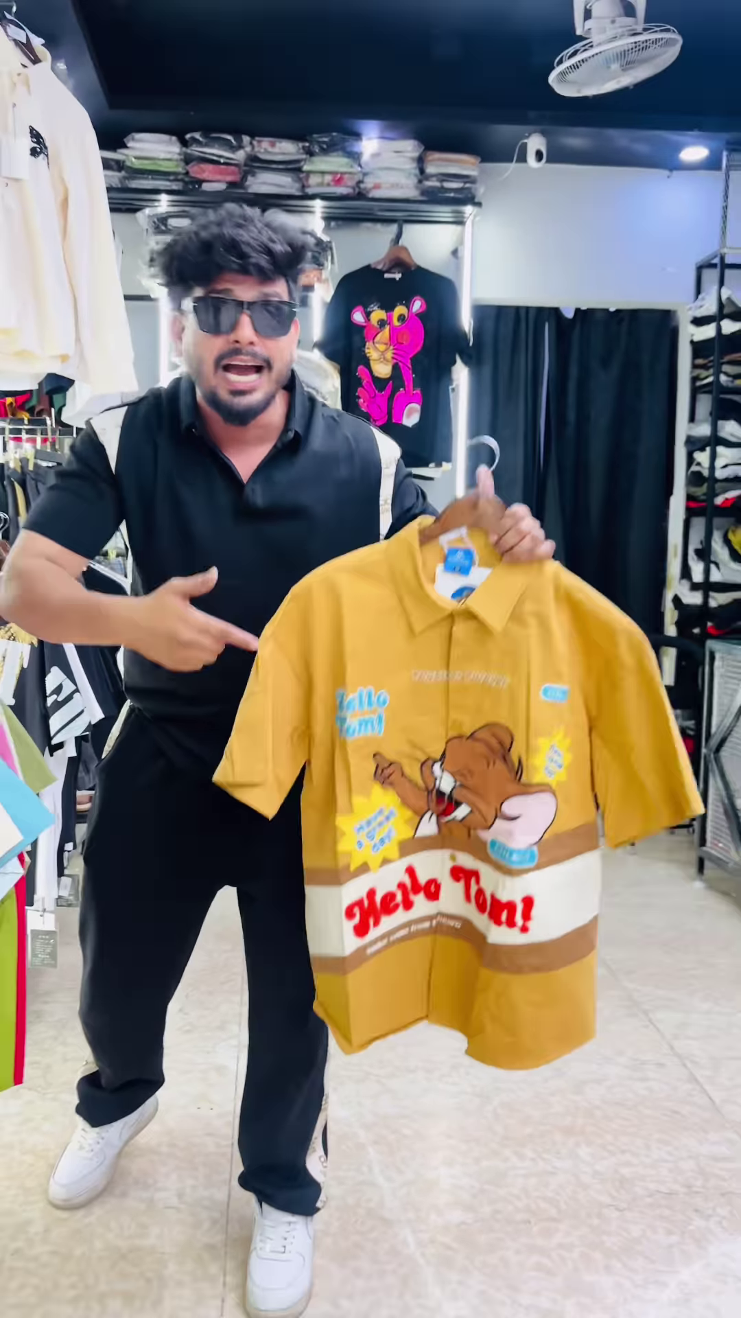Bold Men's Graphic Print Polo Shirt with Cartoon Characters and Text