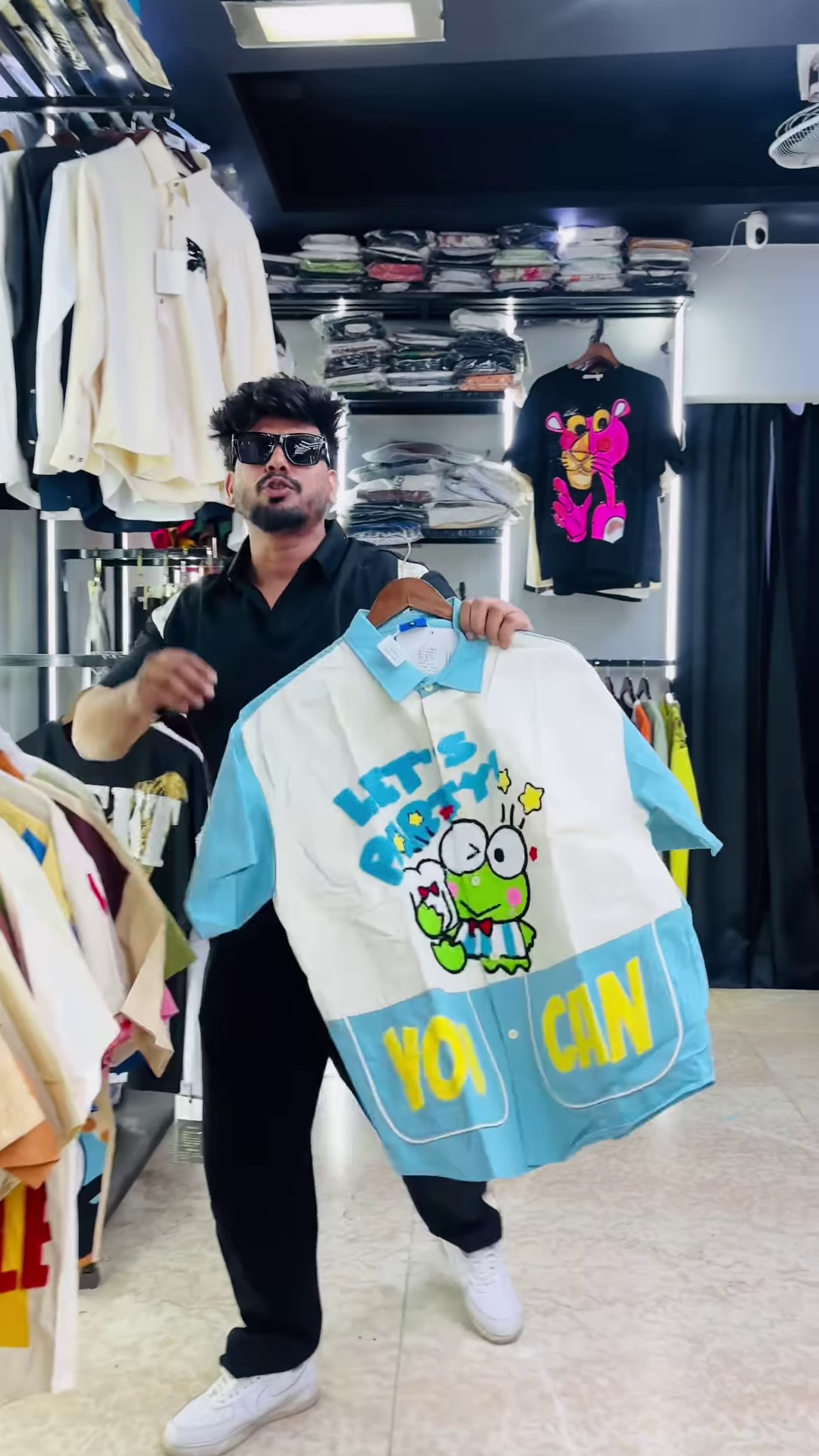 Bold Men's Graphic Print Polo Shirt with Cartoon Characters and Text