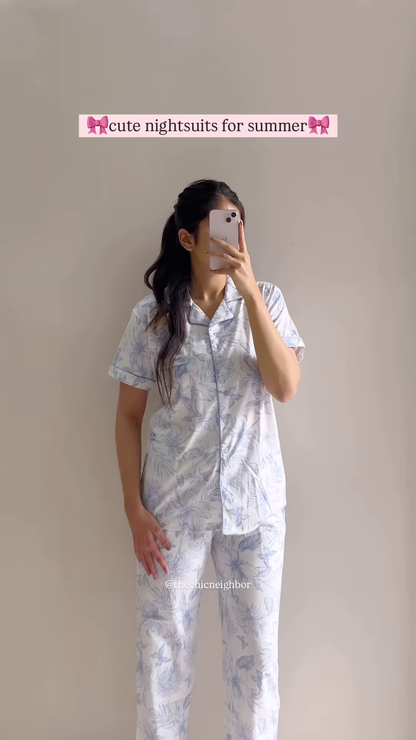 Lightweight Floral Print Women's Short Sleeve Pajama Set for Summer