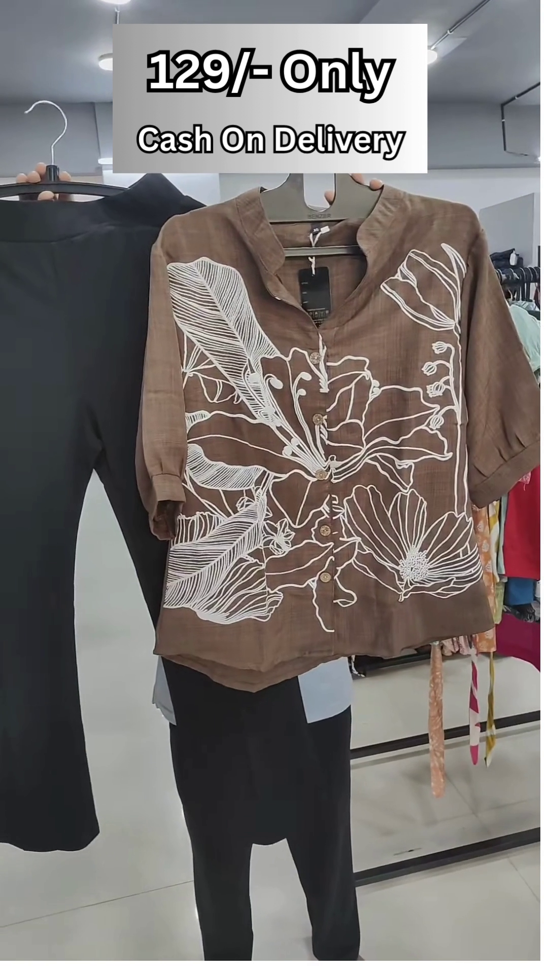 Trendy Women’s Olive Green and White Zigzag Embroidered Top with Black Pants Set