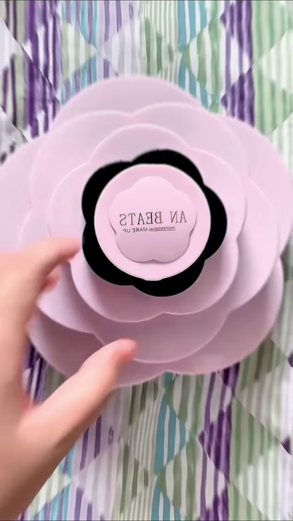 Large Rotating Flower Makeup Organizer Set with Eyeshadows, Blush, Lip Products, and Brushes