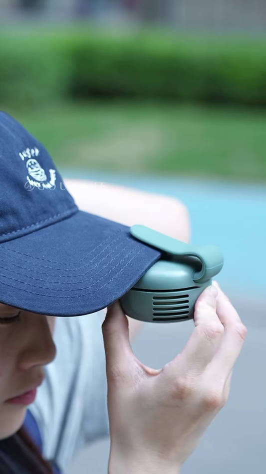 Portable Clip-On Mini Fan for Hat Brim – Rechargeable Personal Cooling