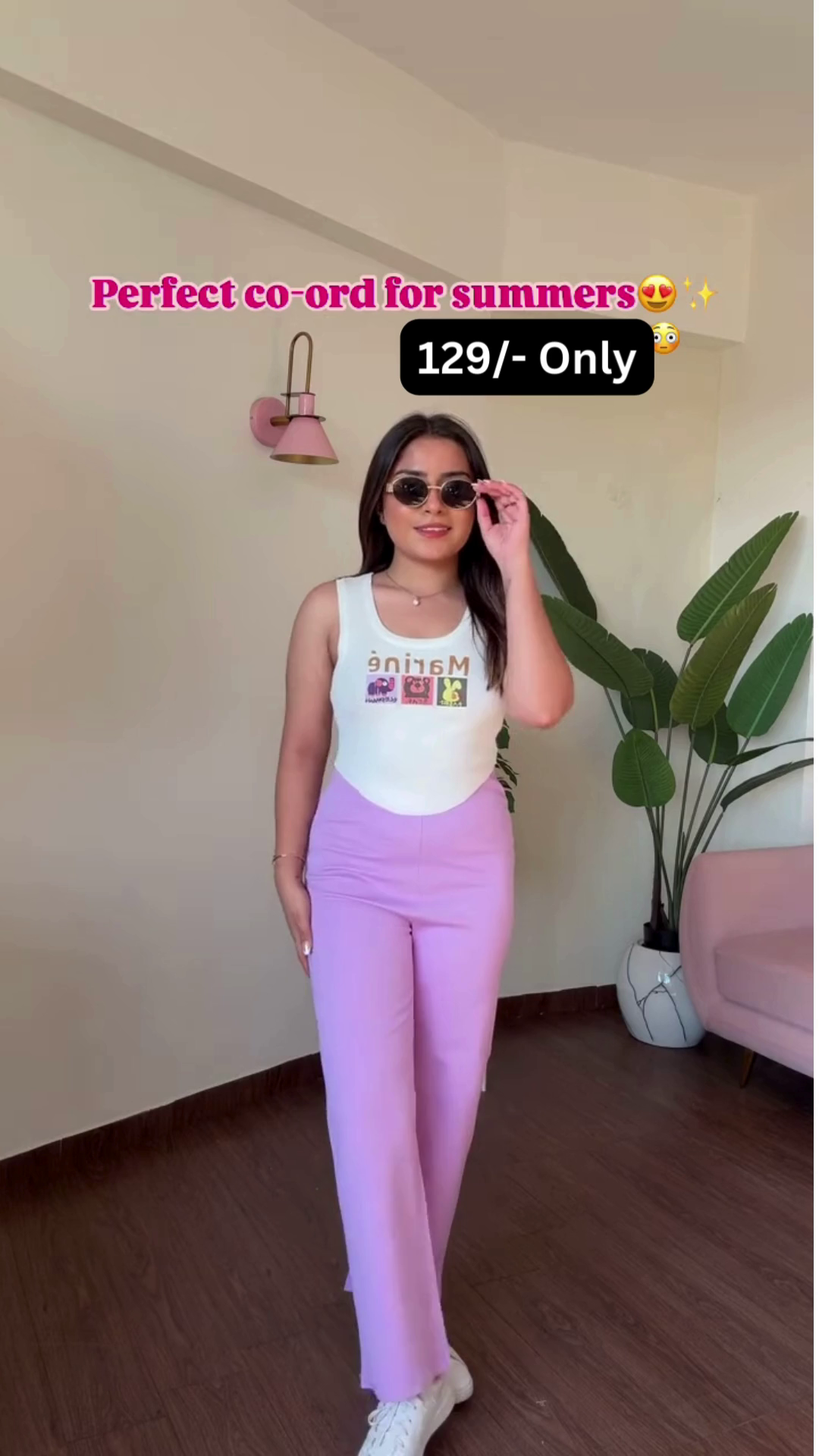 Trendy Sleeveless Tank Top and High-Waisted Wide-Leg Pants Co-ord Set for Summer