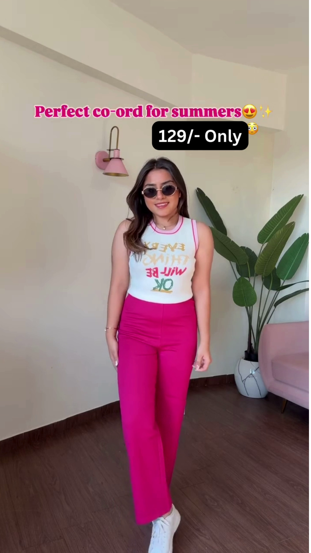 Trendy Sleeveless Tank Top and High-Waisted Wide-Leg Pants Co-ord Set for Summer