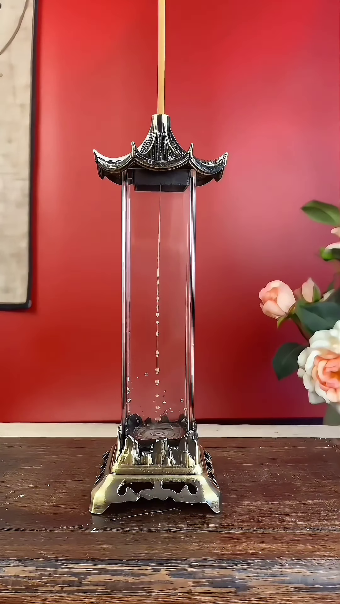 Tranquil Smoke Waterfall Incense Burner with Pagoda Design