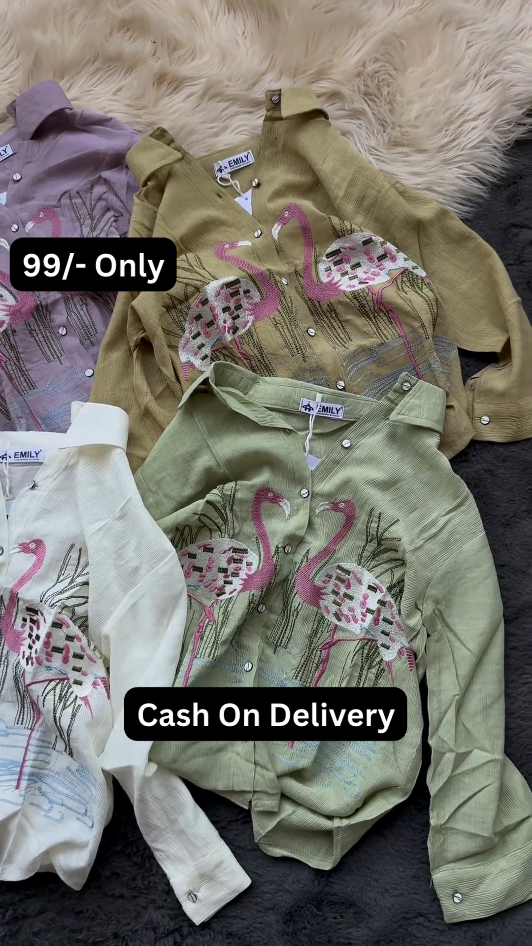 Stylish Flamingo Print Long-Sleeved Button-Up Shirt