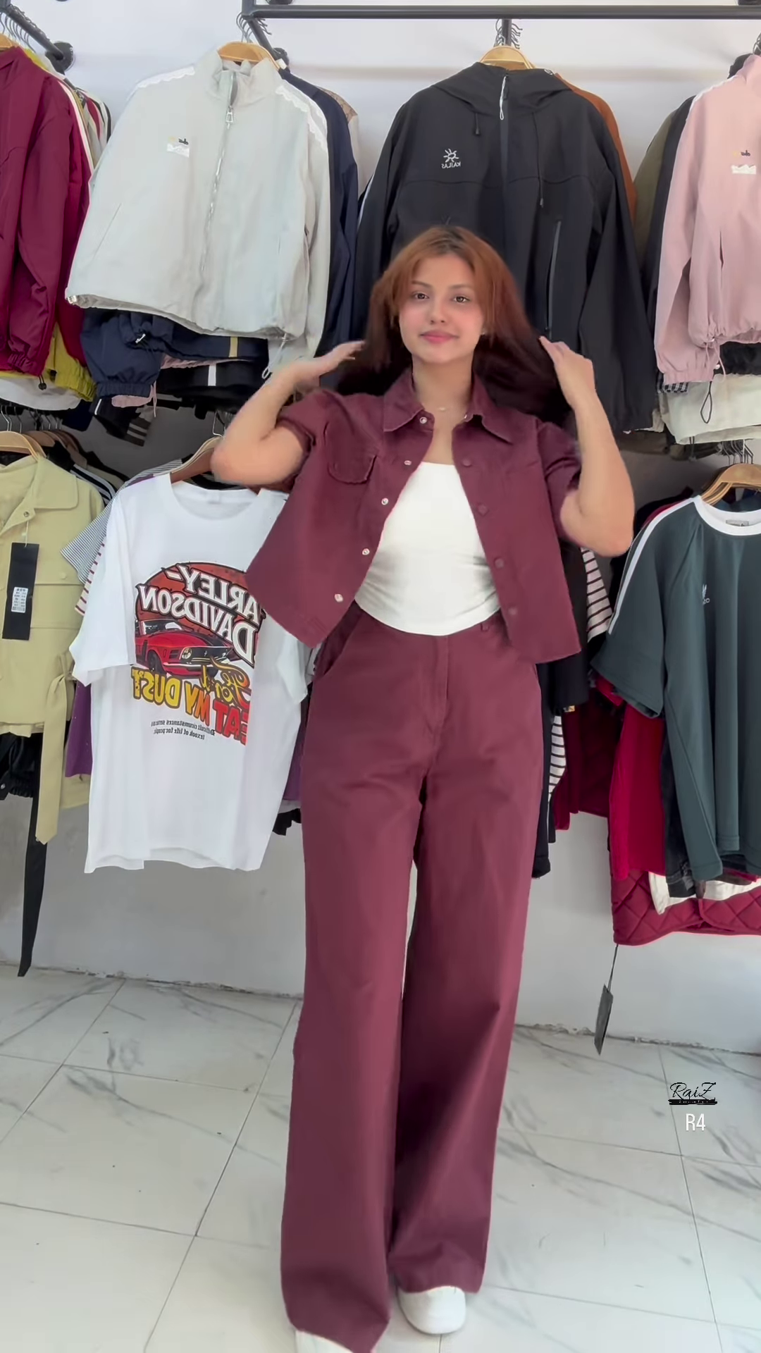 Trendy Light Green Co-ord Set with Cropped Shirt and Wide-Leg Pants