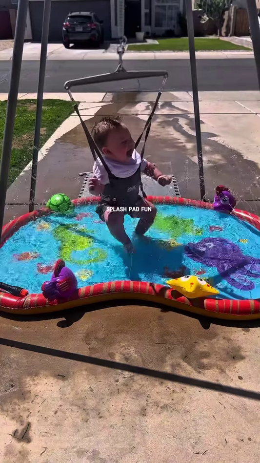 Outdoor Baby Bouncer Swing with Inflatable Water Splash Pad