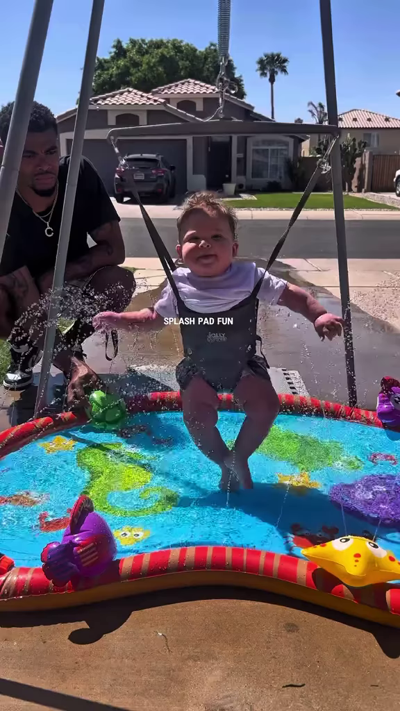 Outdoor Baby Bouncer Swing with Inflatable Water Splash Pad