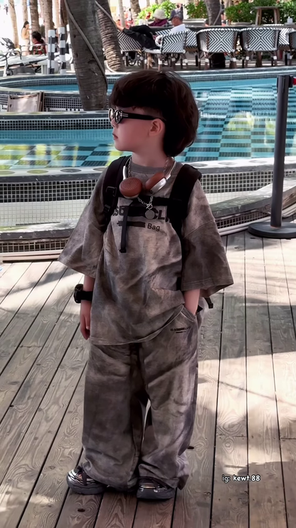 Trendy Tie-Dye Outfit Set for Kids with Backpack