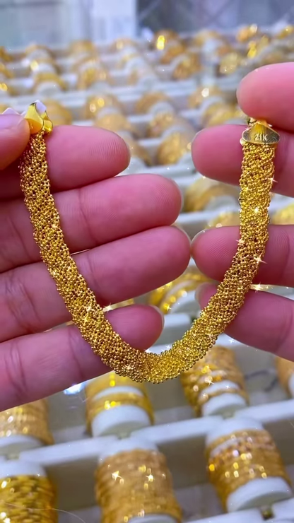 Luxurious Gold-Toned Textured Mesh Bracelet